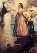 Lord Frederic Leighton A Girl Feeding Peacocks France oil painting artist